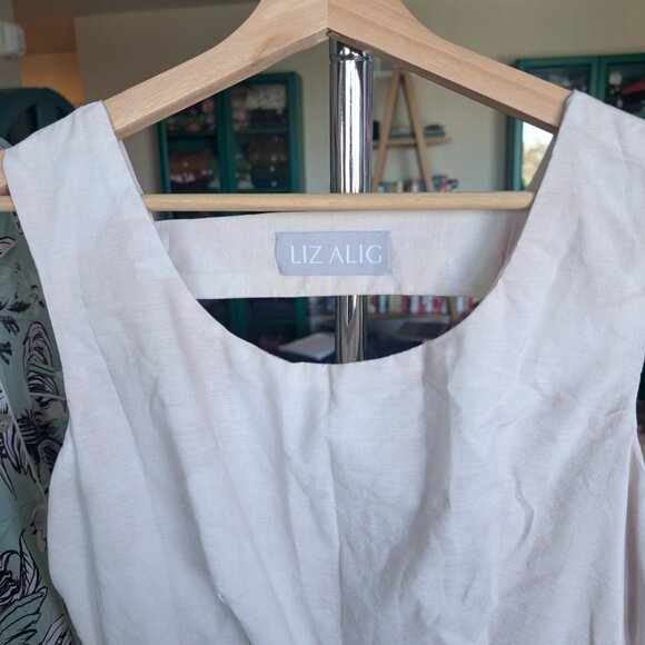 Handmade Liz Alig Lucy Recycled Flour Sack Dress in Mauve Beige Pink - Picture 2 of 4